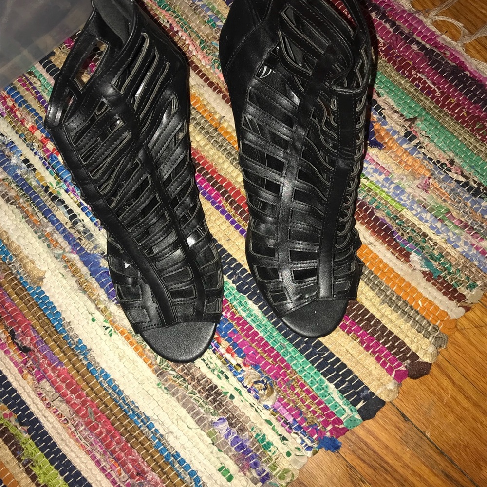 Black cage sandals